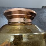 Vintage table lamp with amber bubble glass globe, Bauhaus Art Deco.