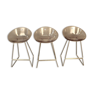 Suite of 3 altuglas bar stools and chrome feet