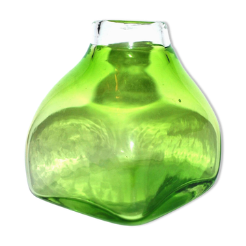 Vase scandinave en verre soufflé vert, 1960-1970