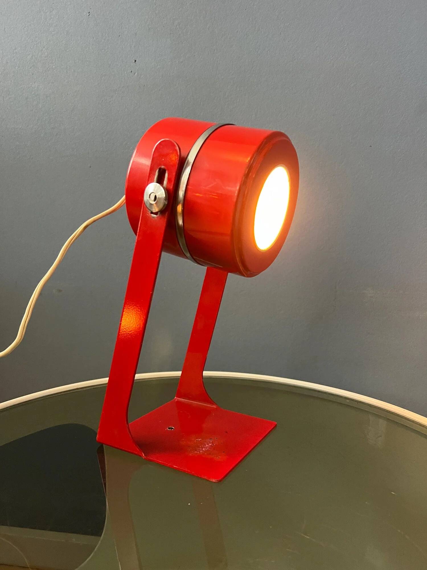 Set (2) of vintage red space age desk lamps