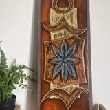 Enameled lava plate signed jean jaffeux circa 1960