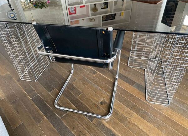 Grand Bureau de direction “Wire” par Terrence Conran - chrome et verre fumé - modulable en Table Basse