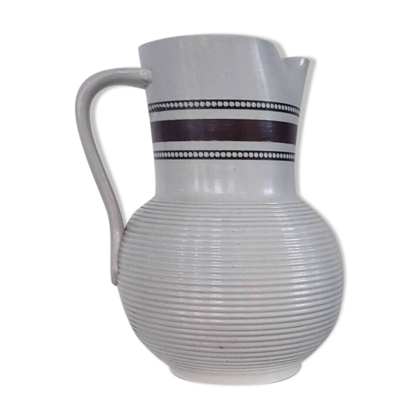 Large glazed stoneware pitcher signed, 1950-60 period