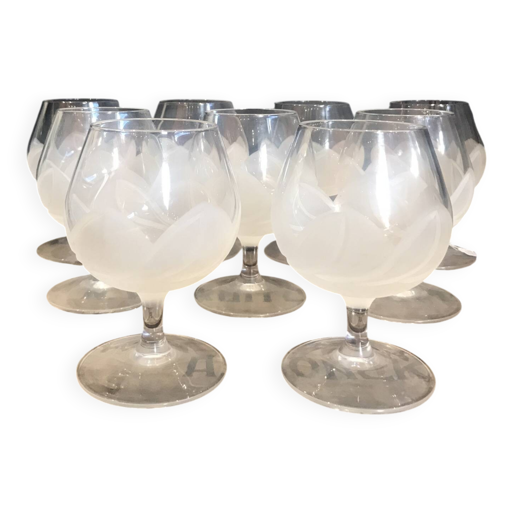 9 Arques crystal cognac glasses, Florence model