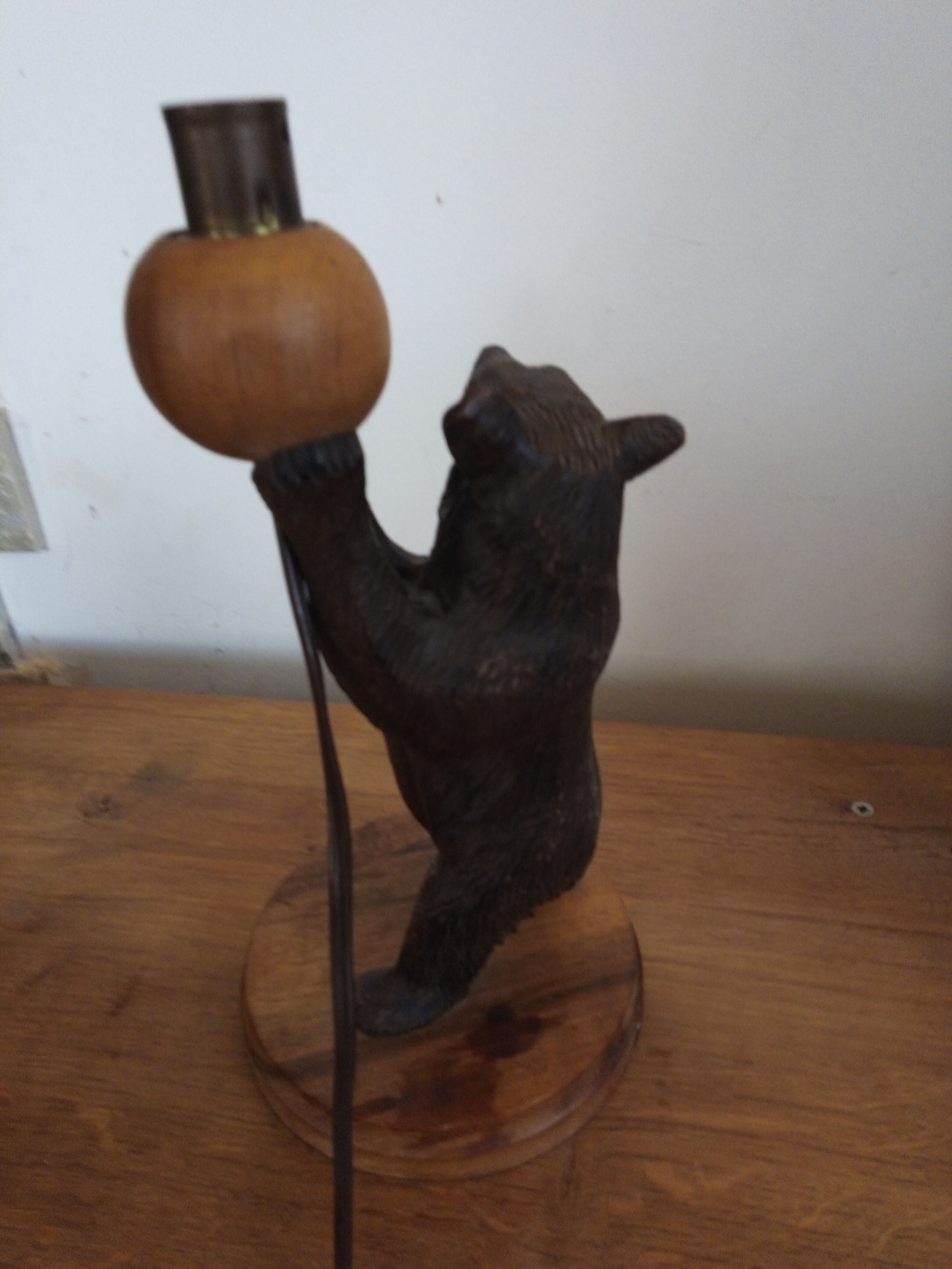 Wooden bear lamp, black forest