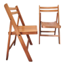 Pair of folding chairs with vintage solid wood slats