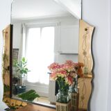 Pink facets and edges beveled 105x77cm mirror