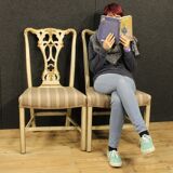Pair of lacquered and gilded Italian chairs