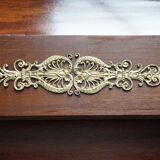 Empire style mahogany display bookcase with gilt bronze decoration and three doors.