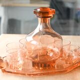 Service à liqueur art déco rose