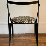 Pair of folding chairs with leopard seats, 1980