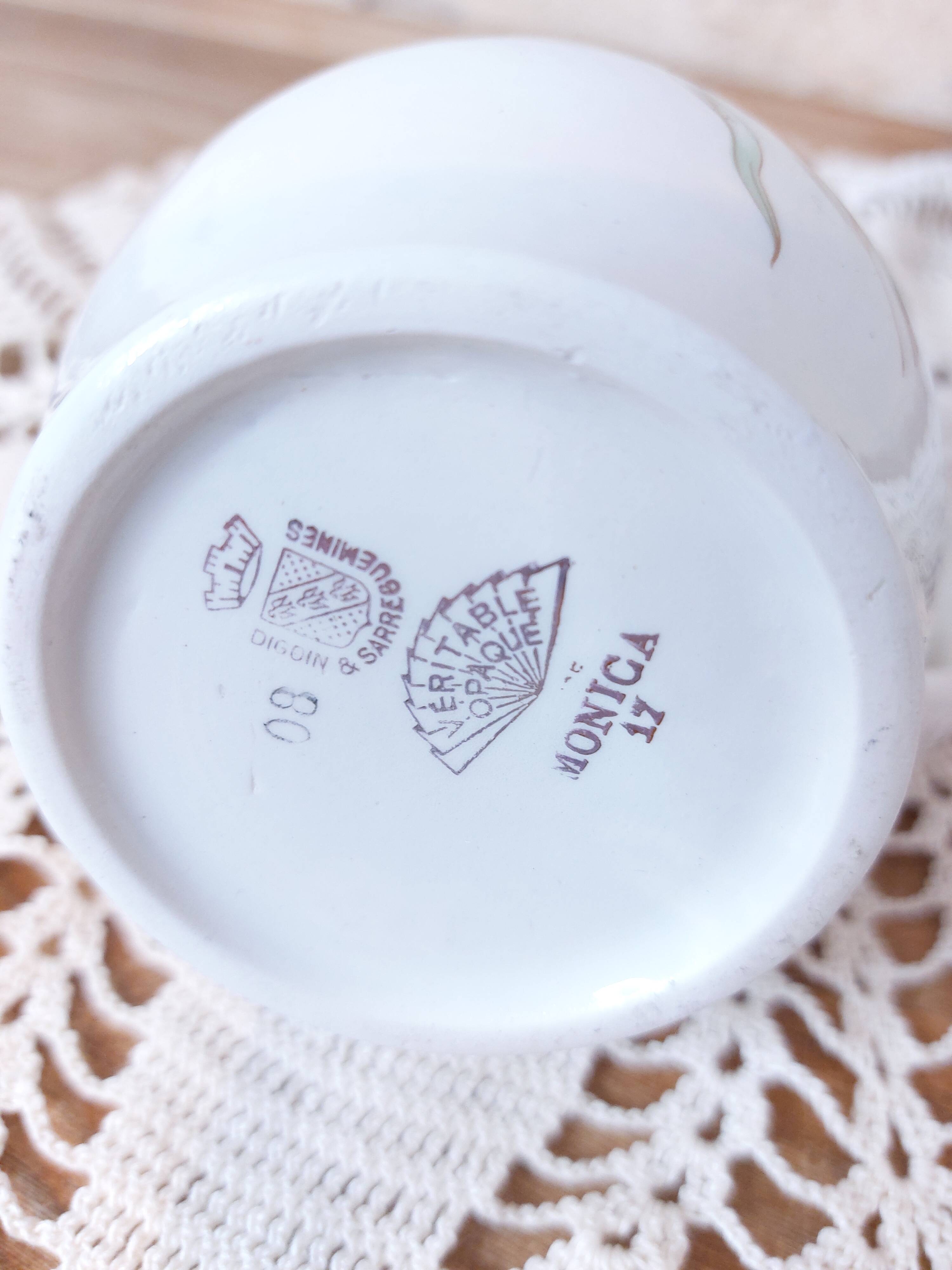 Digoin & sarreguemines monica milk jug, 1950s