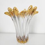 Splash-shaped crystal vase with gold rim