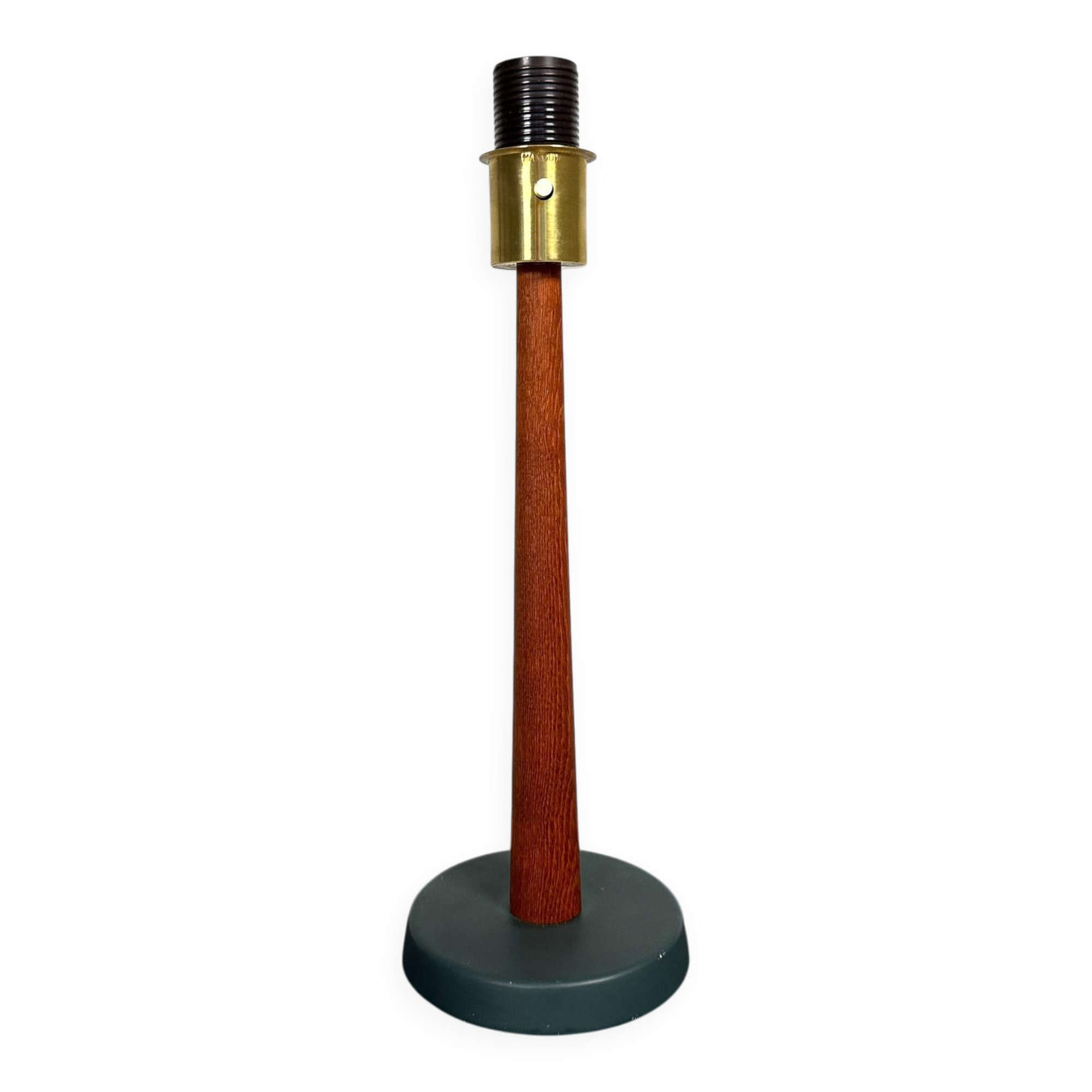 Mid-century teak and cotton table lamp by Einar Bäckström, Sweden, 1950s.