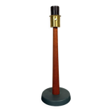 Mid-century teak and cotton table lamp by Einar Bäckström, Sweden, 1950s.