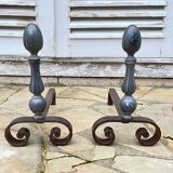 Pair of vintage geometric fire dogs