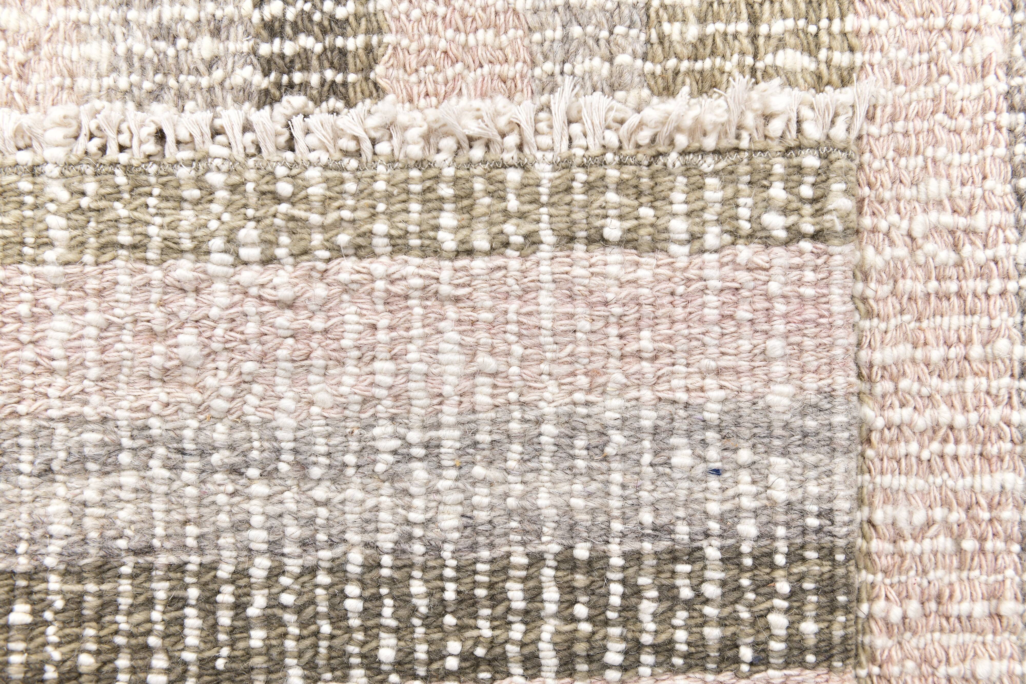 Tapis rose pastel, petit tapis en laine beige, tapis kilim pour l'entrée.