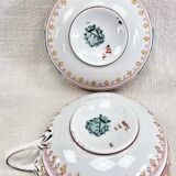 2 anciennes tasses + sous-tasses à thé porcelaine Sarreguemines Minton