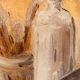 Small signed painting, oil on cardboard canvas, still life "studio"