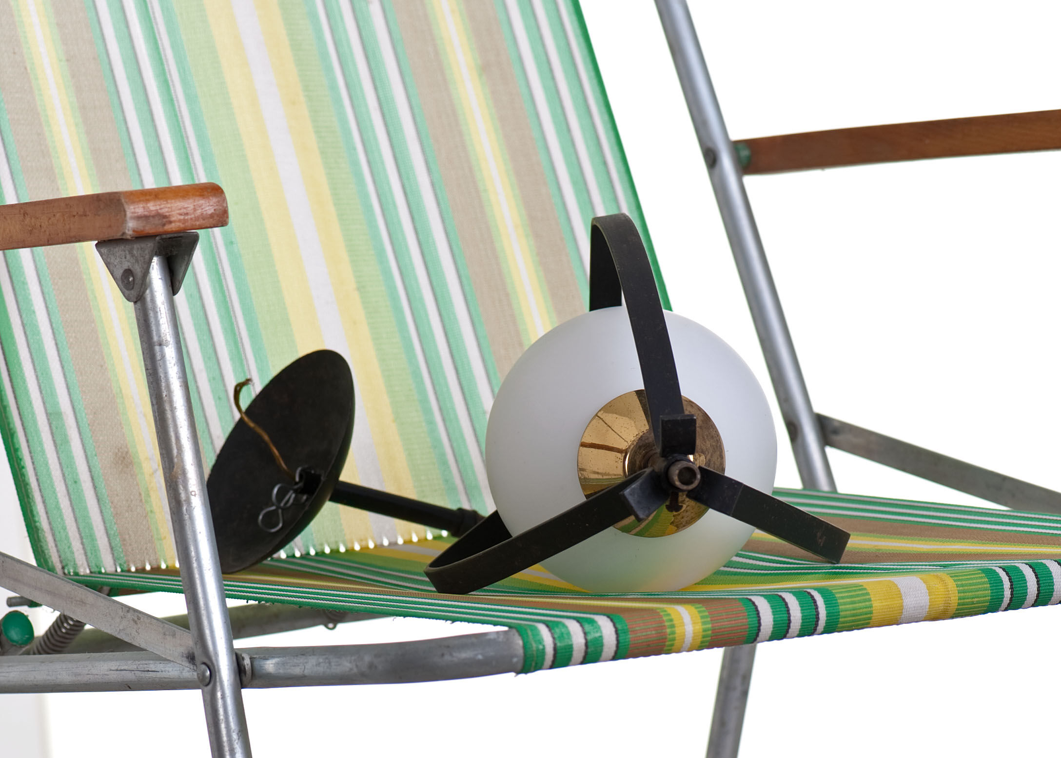 Vintage opaline & black metal hanging lamp 1950