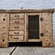 Old established a door and five drawers raw wood