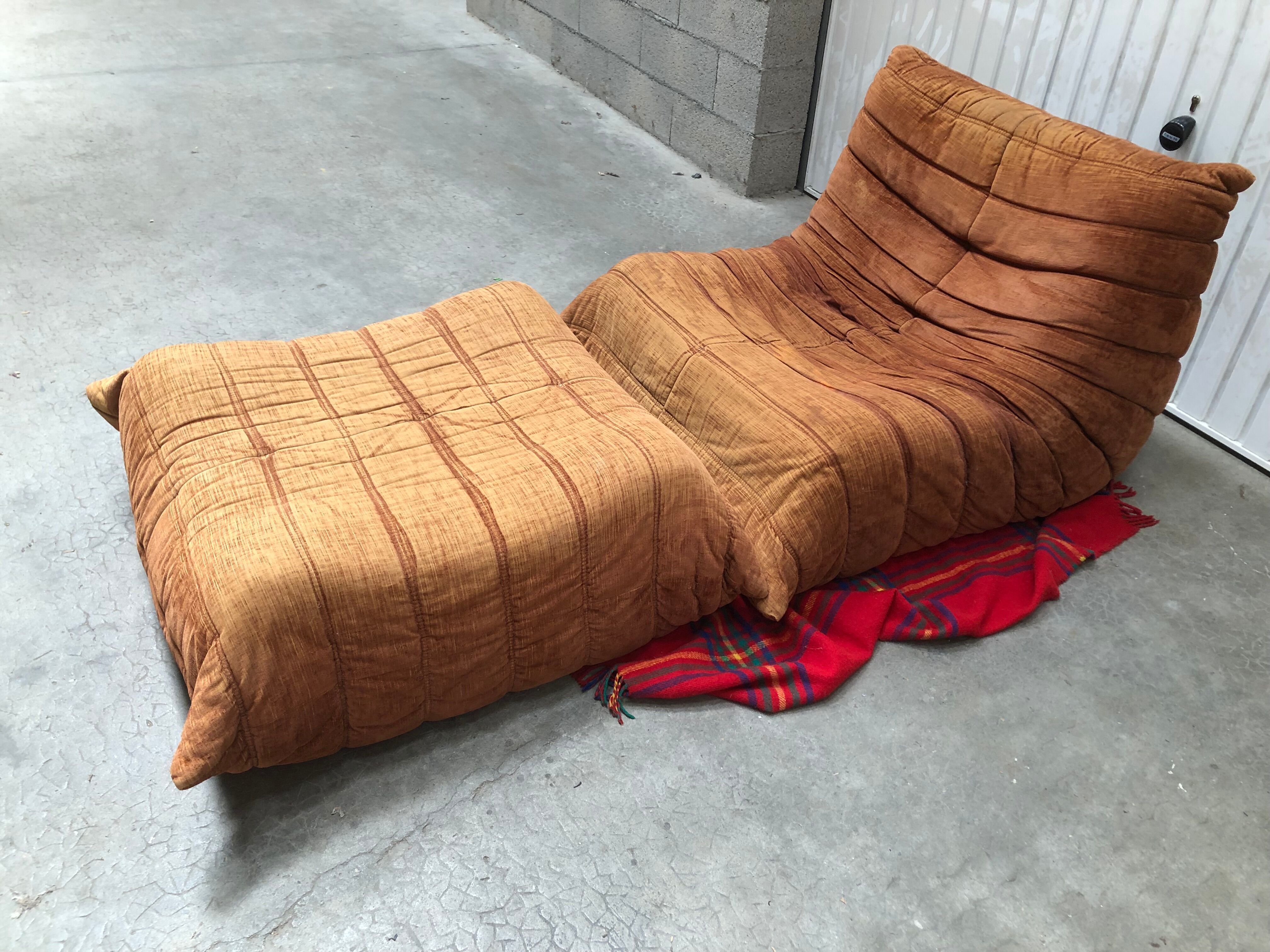 Armchair and pouf Fontana Arte  vintage 1970
