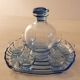 Service à liqueur en verre bleu vintage
