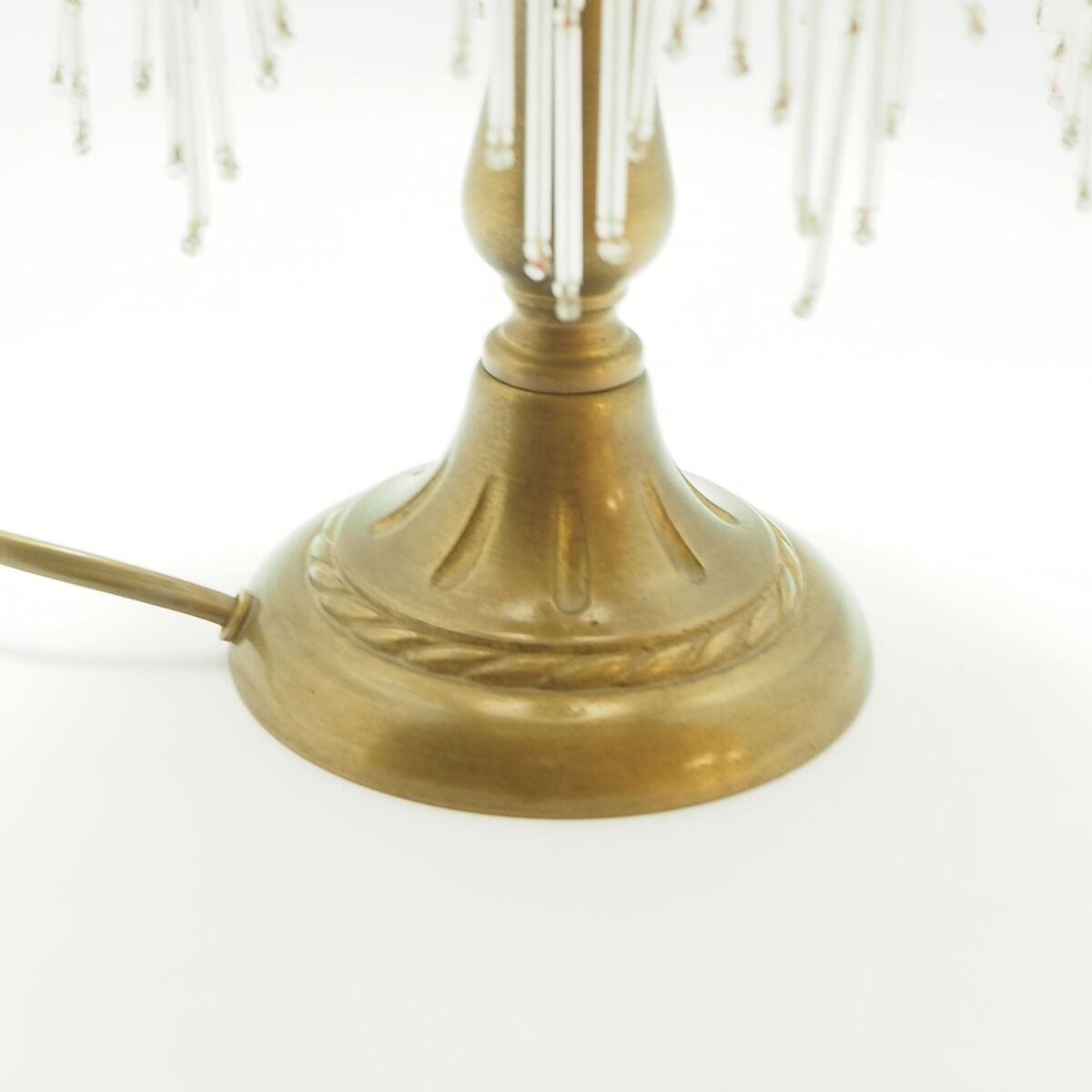 Lamp opaline pink lampshade with glass bead tassels