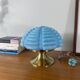 Vintage Art Deco modernist lamp with blue opaline glass and brass.