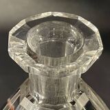 Art deco liqueur set, carafe & 6 glasses, cut double crystal, cubist decor, karl palda