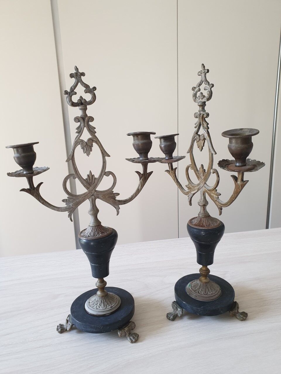 Pair of old candlesticks