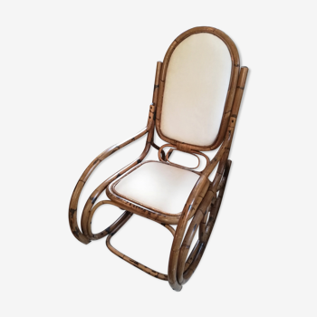 Rocking chair rotin vintage 60