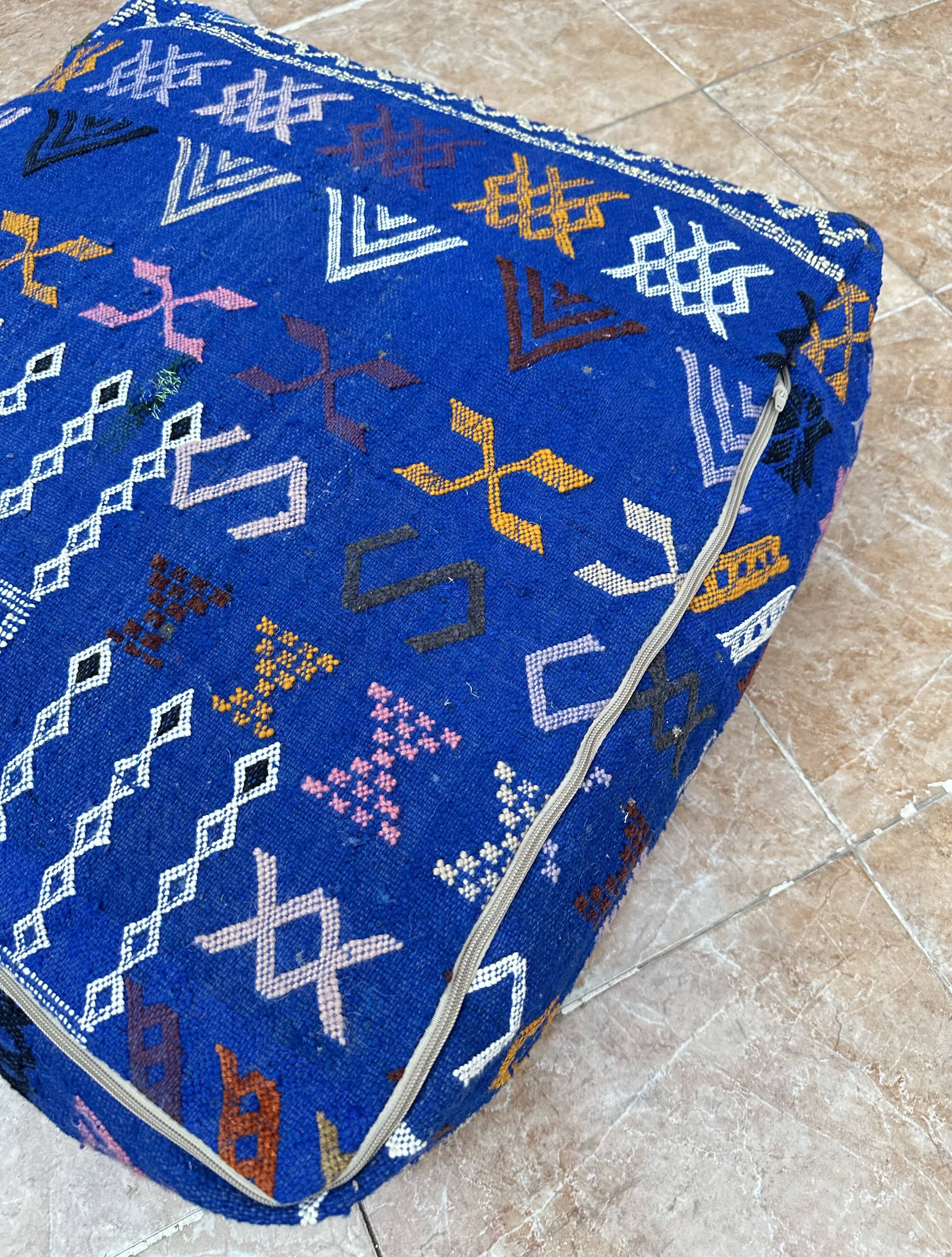 Handmade Berber Kilim pouf, floor cushion