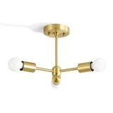Antique Brass 3-Light Semi Flush Ceiling Light Fixture - Brushed Gold