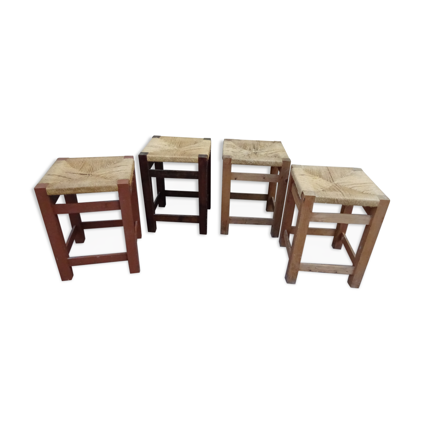 Lot de 4 tabouret corde vintage