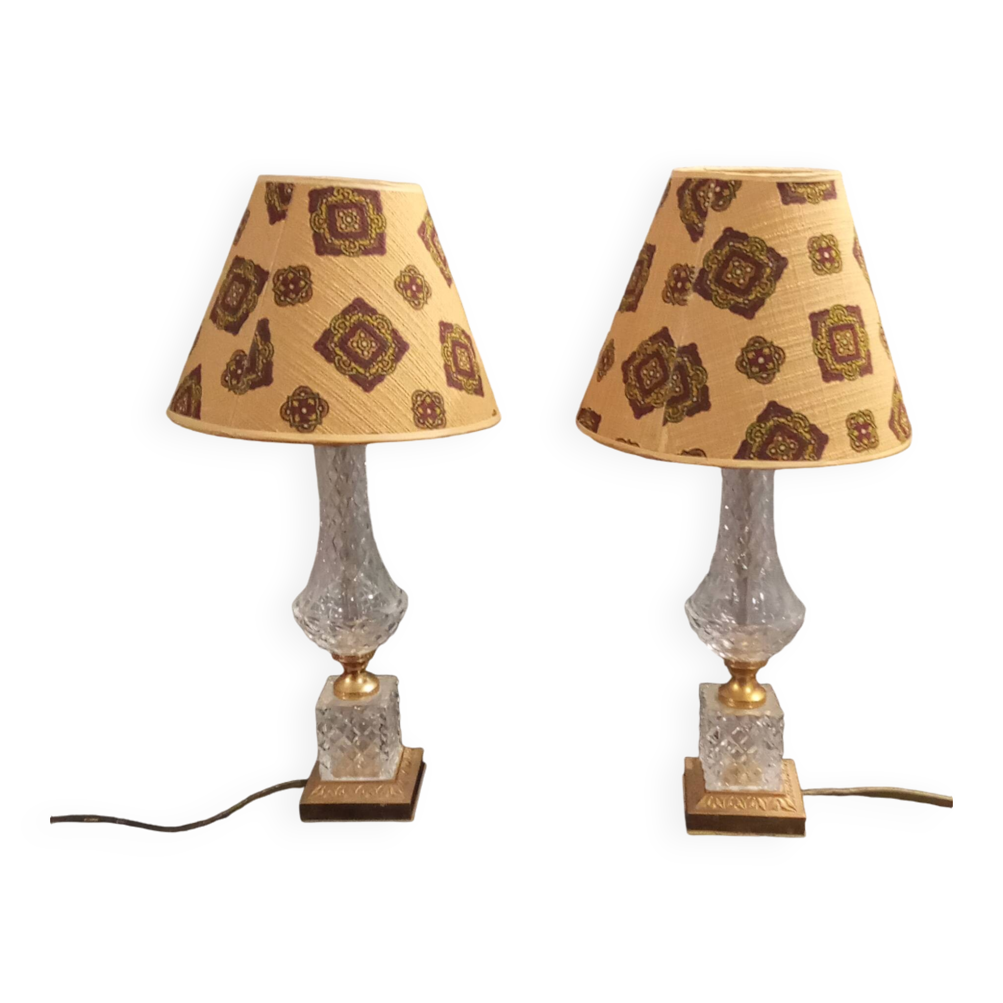 Pair of vintage glass bedside lamps from the 50s