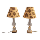 Pair of vintage glass bedside lamps from the 50s