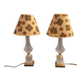 Pair of vintage glass bedside lamps from the 50s