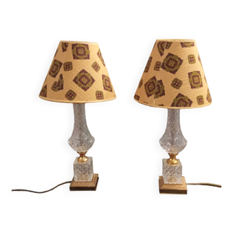 Paire de lampe de chevet en verre vintage année 50