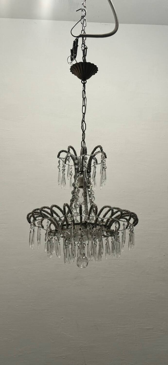Vintage Italian Crystal Beaded Light Pendant 1960’s