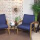 Pair of Scandinavian armchairs 60s restored deep blue gloved fabric.