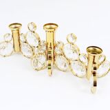 5 Palwa Style Candle Holders by Gaetano Sciolari in Brass and Crystal, 1970s