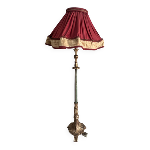 lampadaire en bois et - abat jour