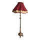 Late 19th century Art Nouveau wooden and gilded stucco floor lamp with fabric lampshade
