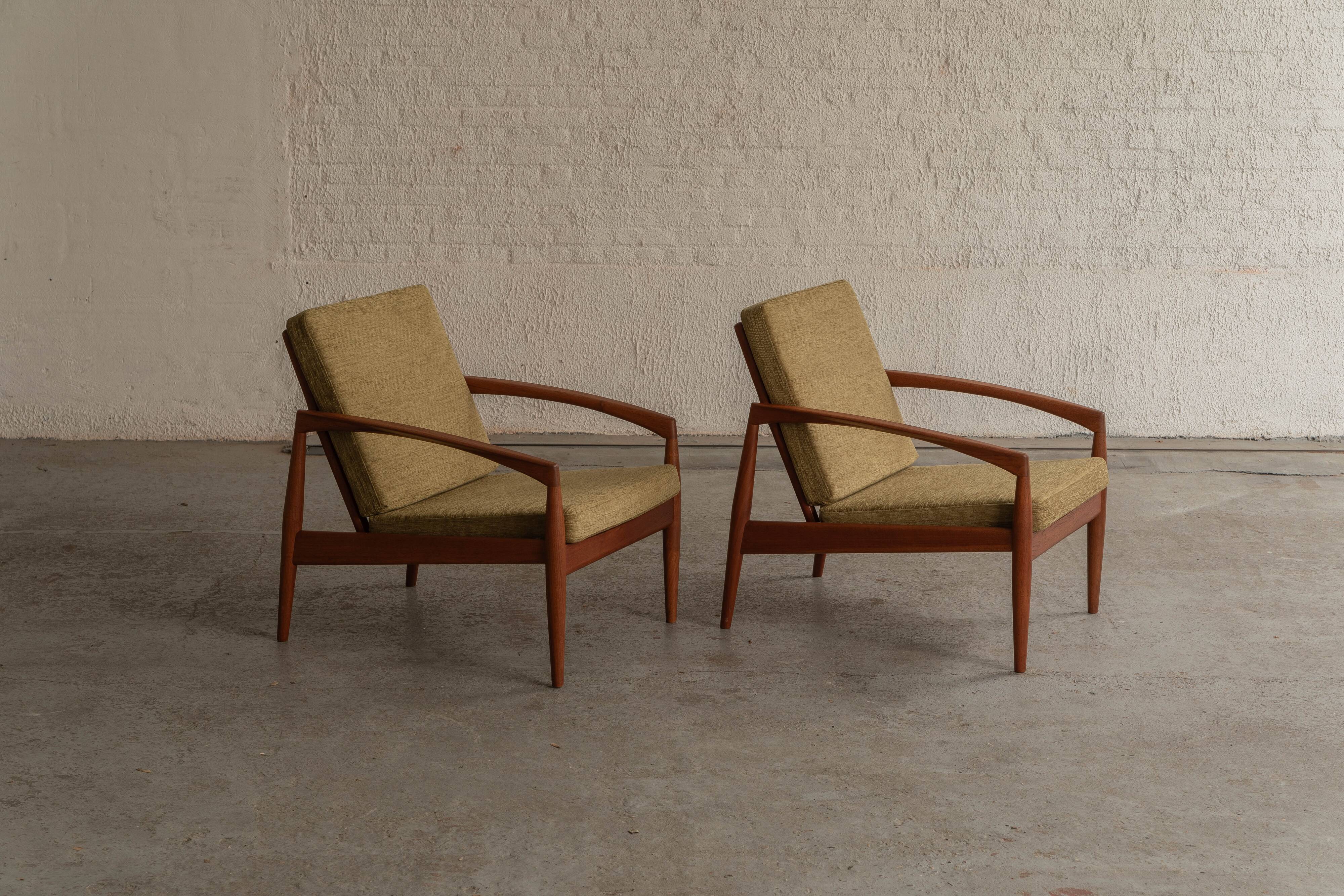 Set of 2 paperknife easy chairs by Kai Kristiansen, Denmark, 1960's