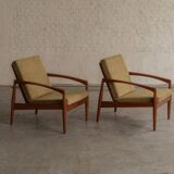 Set of 2 paperknife easy chairs by Kai Kristiansen, Denmark, 1960's