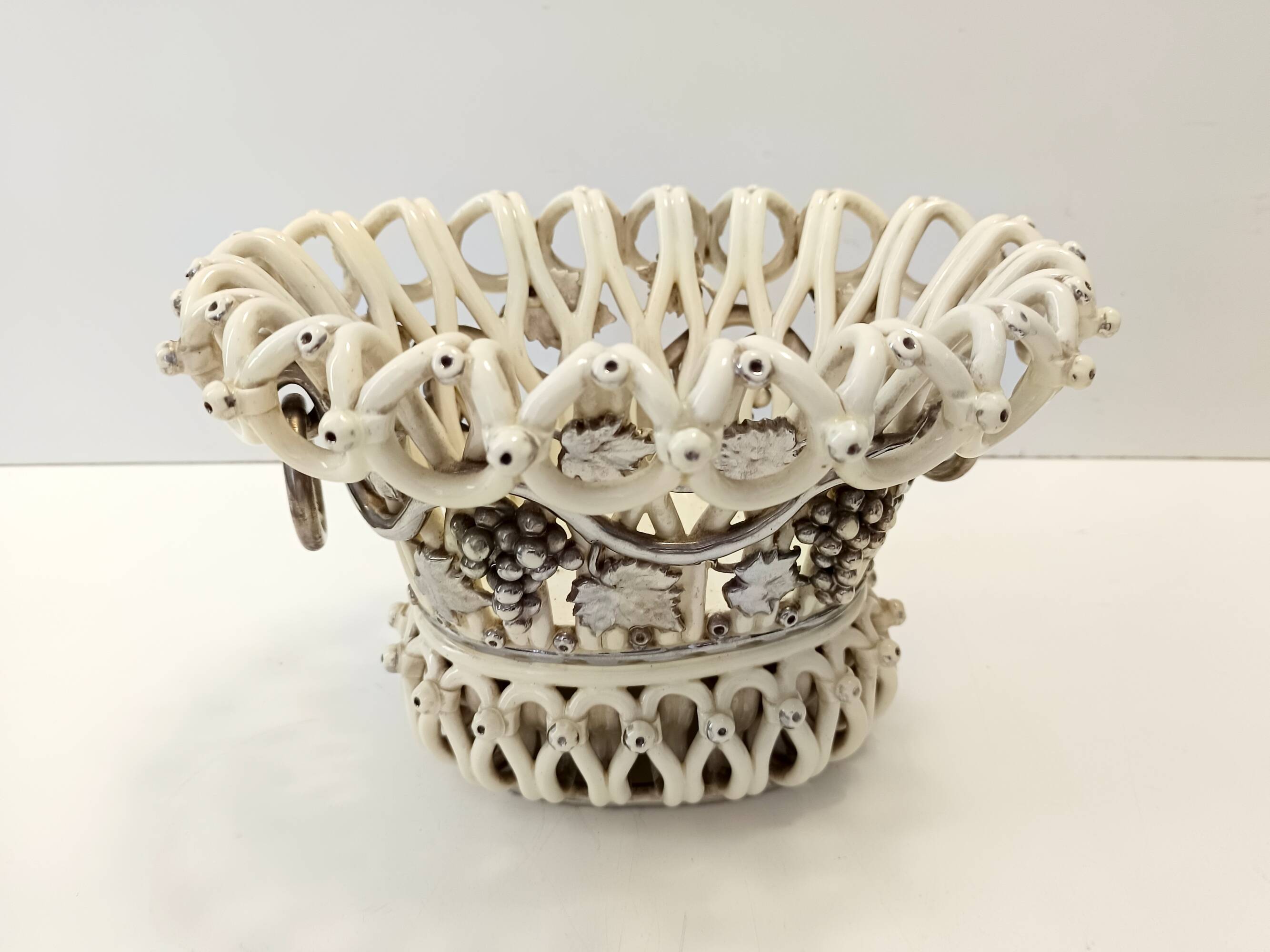 Creamy White Ceramic Fruit Bowl or Centerpiece by Charles de Boissimon