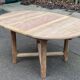 Renovated round extendable farmhouse dining table in solid oak 110-155cm.