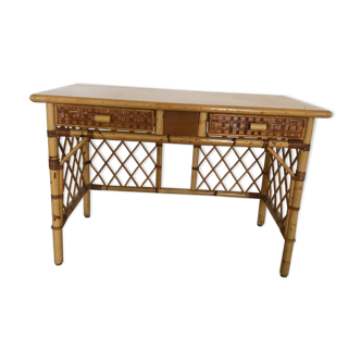 Bamboo and rattan desk with braces