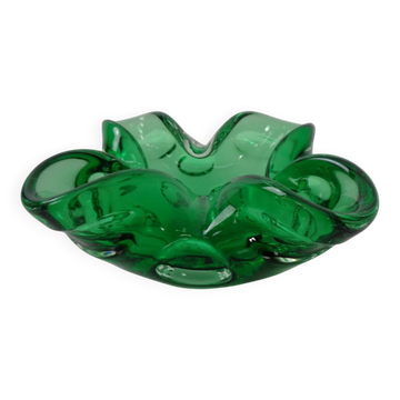 Green Sommerso Murano Glass Ashtray, Italy, 1960s